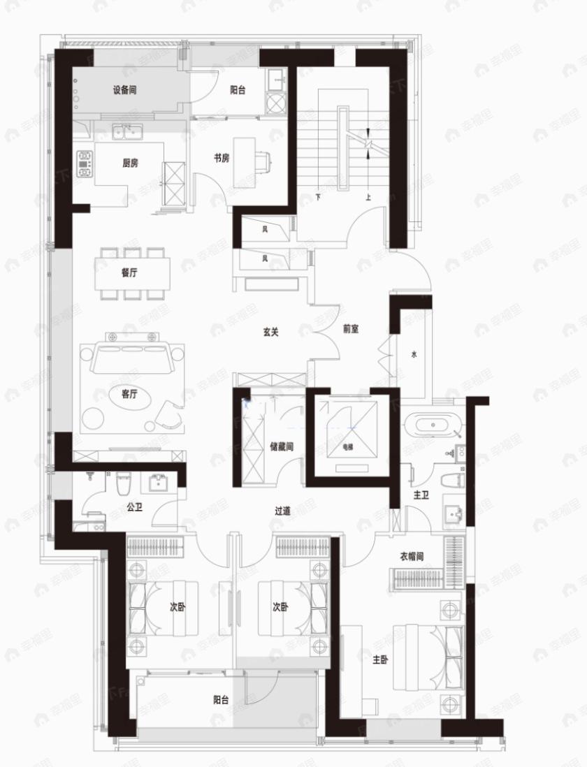 绿城武汉黄浦湾4室2厅2卫户型图