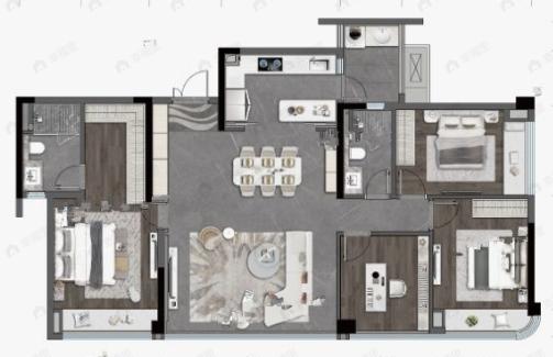 观宸4室2厅2卫户型图