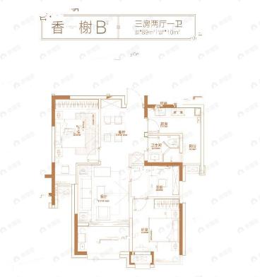 君苑豪庭3室2厅1卫户型图