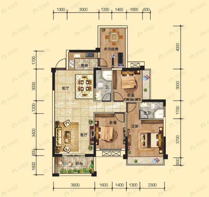 荣良麒麟华府4室2厅2卫户型图