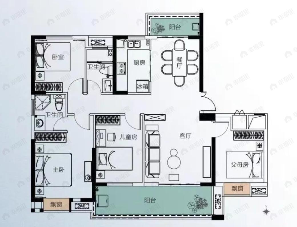 信达江城壹景4室2厅2卫户型图