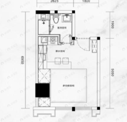 神仙树6号院1室1厅1卫户型图