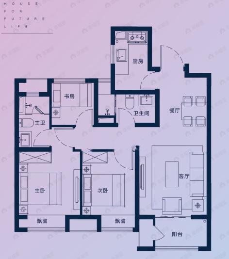 正荣悦东府3室2厅2卫户型图
