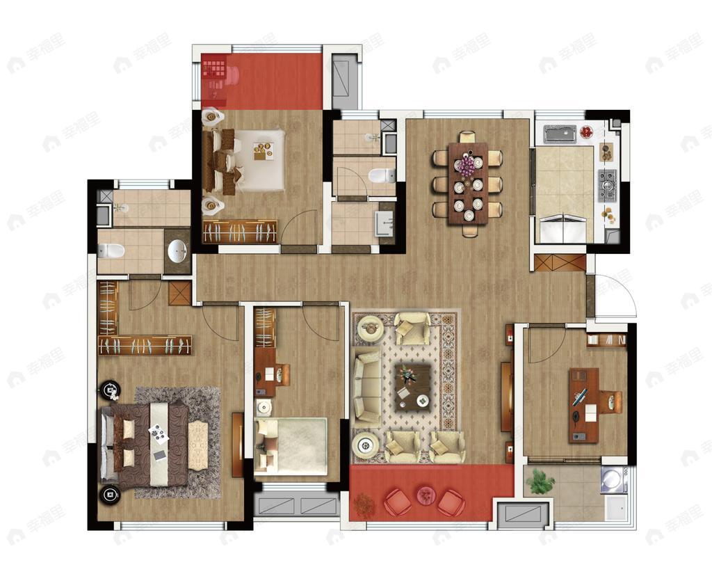 中骏融信承露园4室2厅2卫户型图