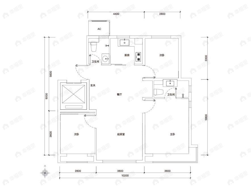 和光瑞府3室2厅2卫户型图