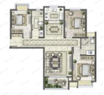 星雨华府3室2厅2卫户型图