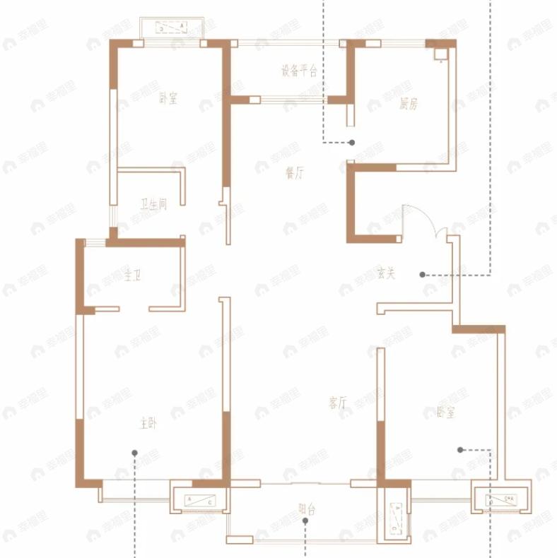山水美树3室2厅2卫户型图