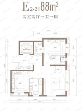 北京城建龙樾天元2室2厅1卫户型图