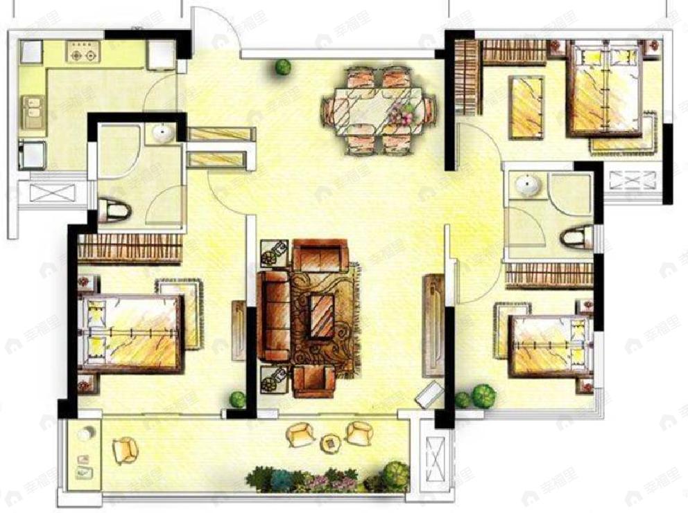 长冶南阳御龙府3室2厅2卫户型图