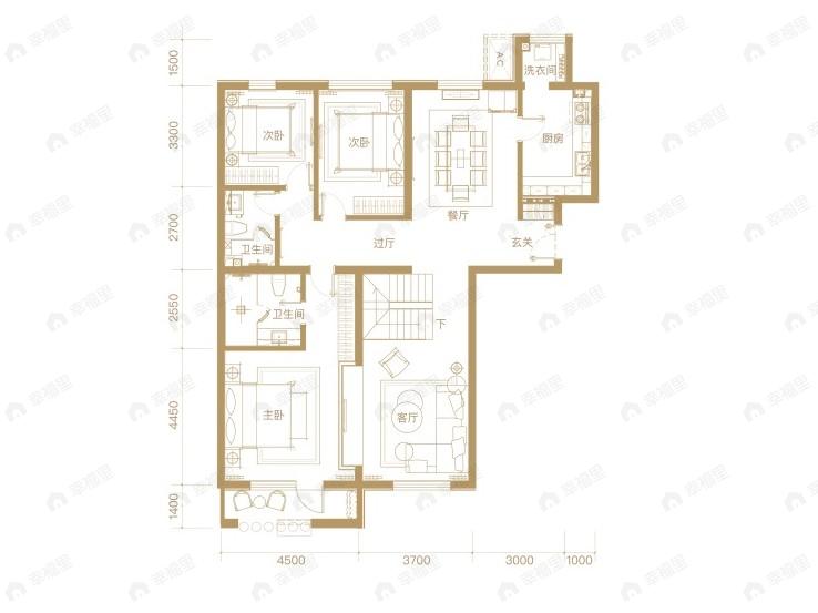 天润福熙大道4室3厅3卫户型图