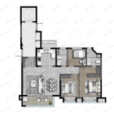 越秀仁恒·天樾园和3室2厅2卫户型图