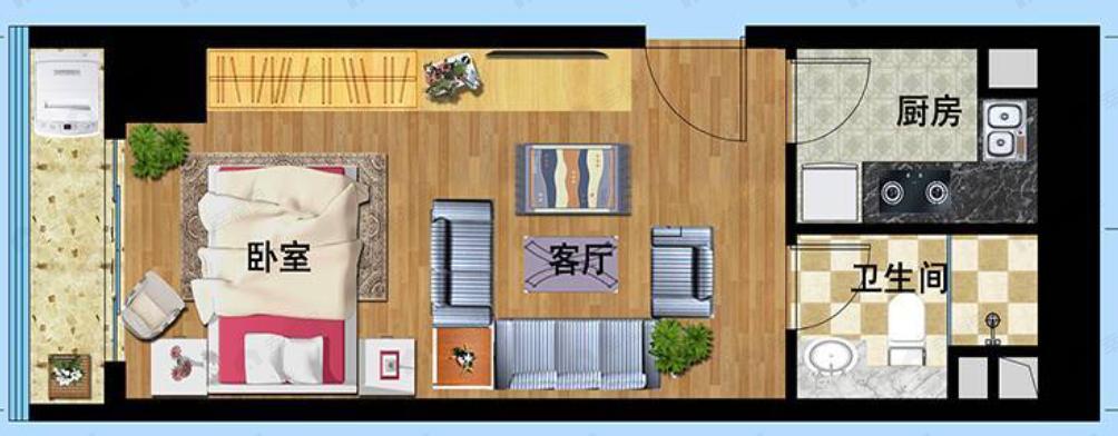 富驰时代park1室1厅1卫户型图