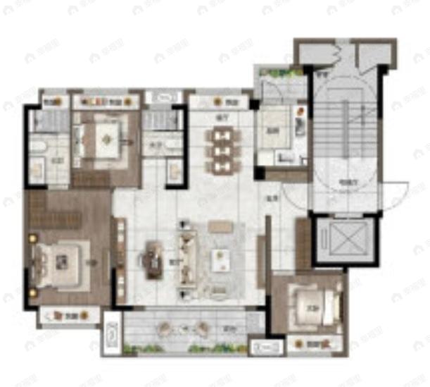 龙湖天越3室2厅2卫户型图