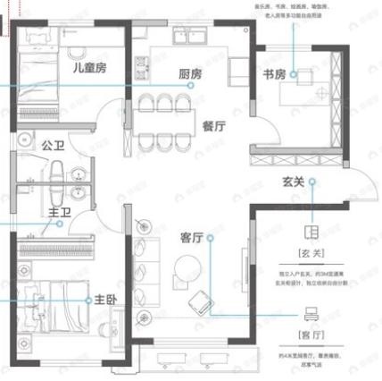 中海河山郡3室2厅2卫户型图