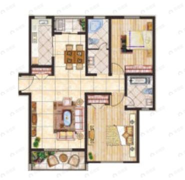 新城尚品2室2厅2卫户型图