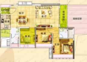 3室2厅2卫建面100平东南户型图