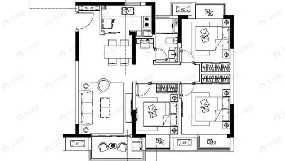 新澎湃国际社区3室2厅1卫户型图