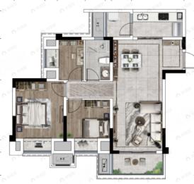 中南上悦城3室2厅1卫户型图