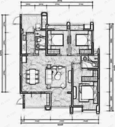 金沙宸宇公馆3室2厅2卫户型图