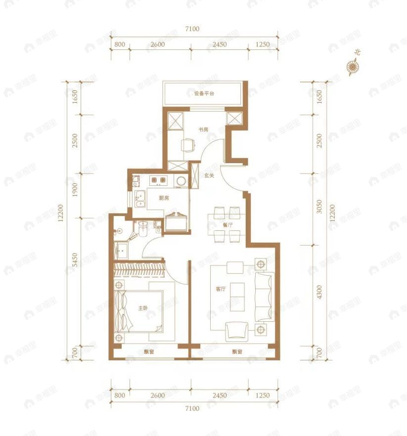 中建长安麓府2室1厅1卫户型图