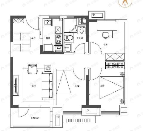 华润置地·万象府3室2厅1卫户型图