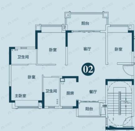 敏捷水映澜山3室2厅2卫户型图