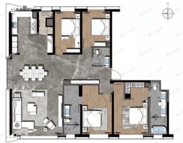 秦商国际中心4室2厅3卫户型图