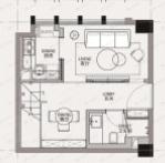 2室2厅2卫建面57平南户型图