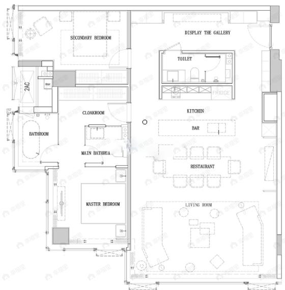 观音桥1号2室2厅2卫户型图