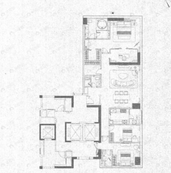 3室3厅3卫建面240平户型图