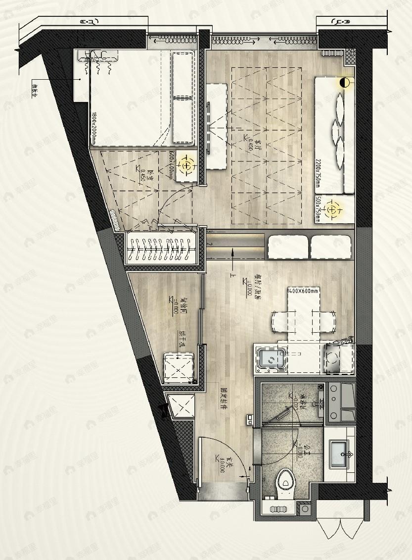 保利大都汇1室1厅1卫户型图