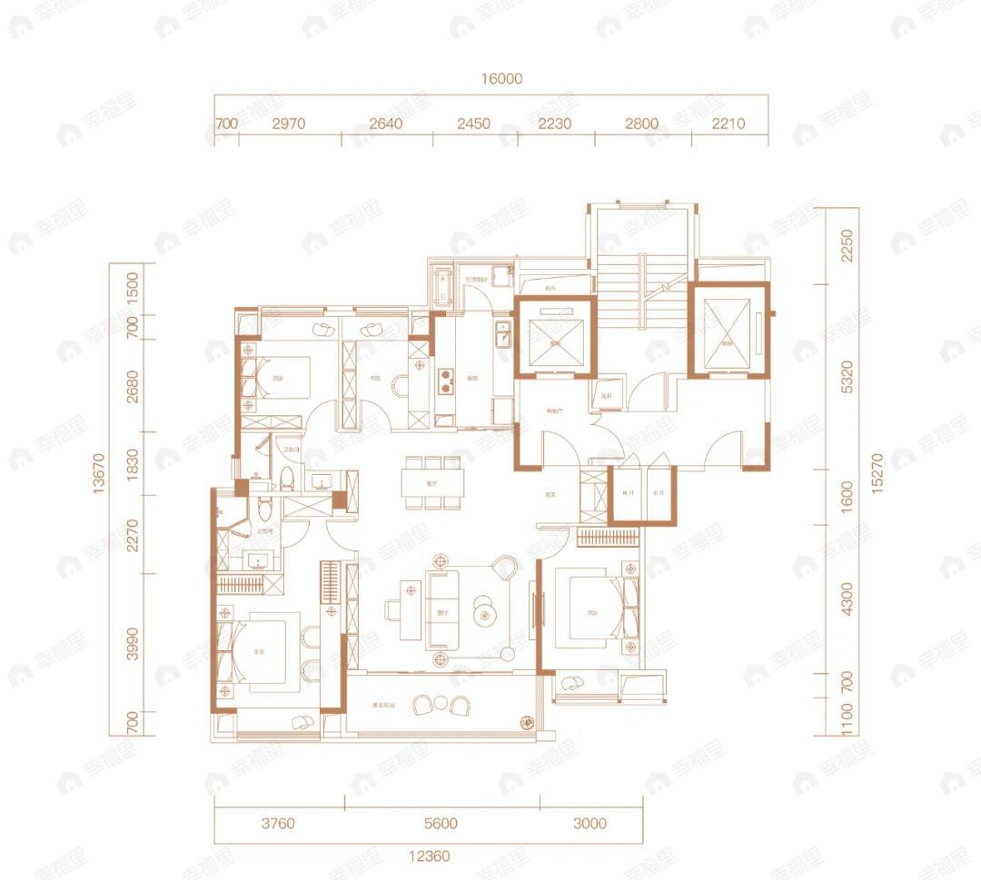 城投置地万科国宾蜀园4室2厅2卫户型图