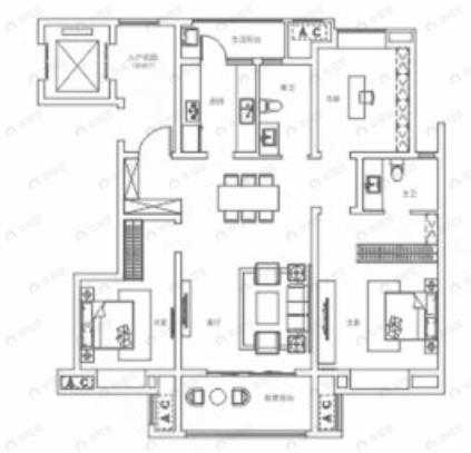 福星惠誉美术城云玺3室2厅2卫户型图