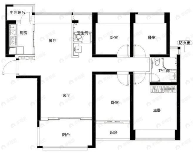 玖玖颂阁4室2厅2卫户型图