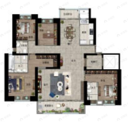 远洋东方境世界观4室2厅3卫户型图