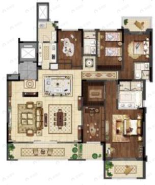 华侨城嘉陵江天4室2厅3卫户型图