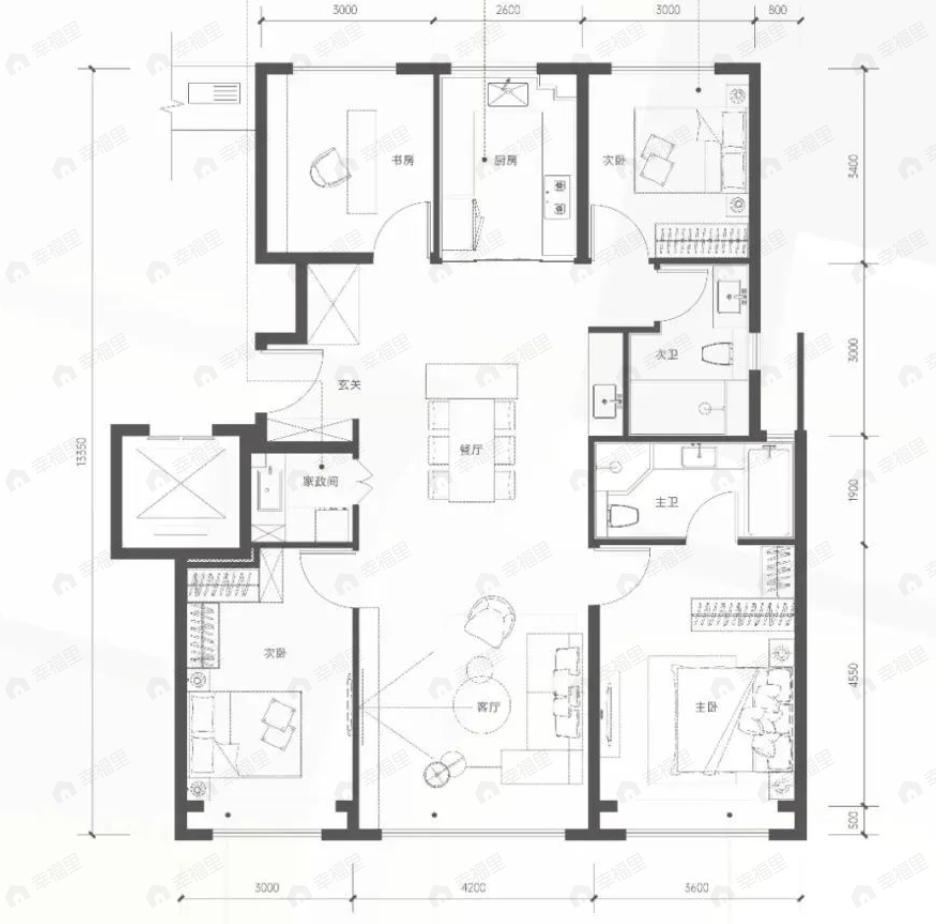 和光煦境4室2厅2卫户型图