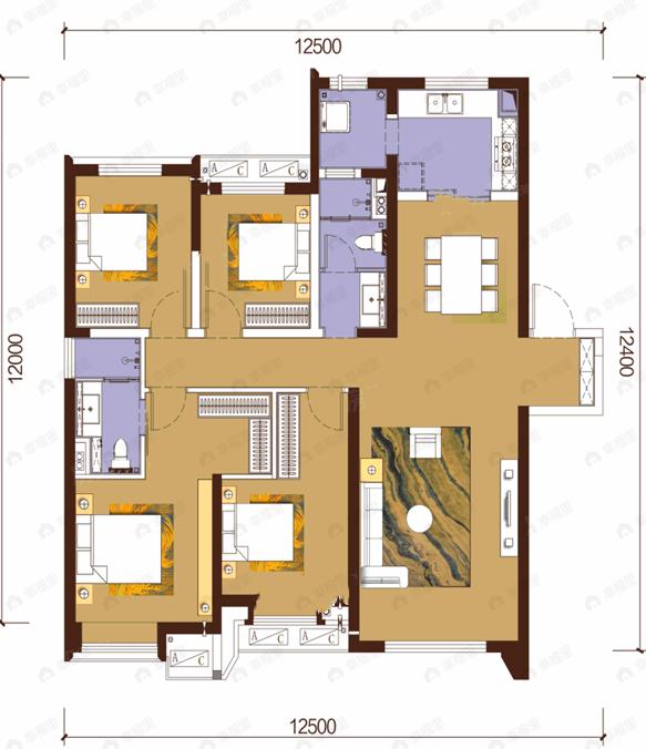 华润置地誉澜山4室2厅2卫户型图