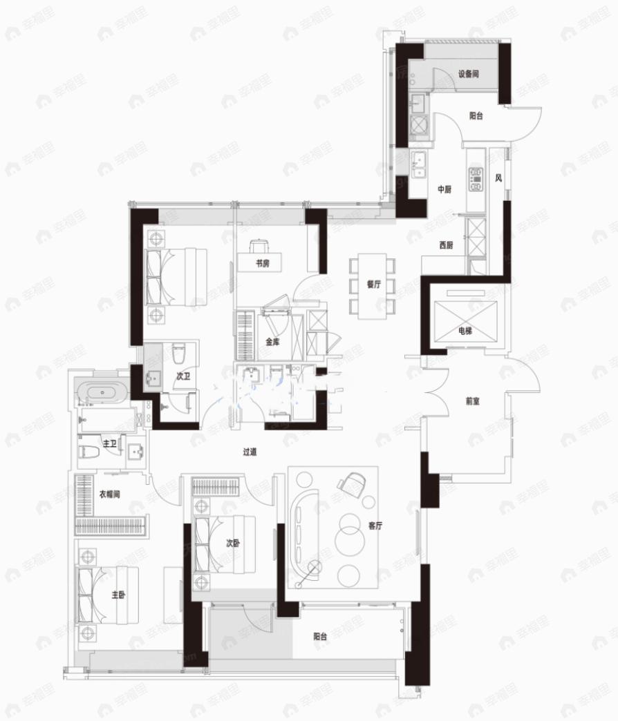 绿城武汉黄浦湾4室2厅3卫户型图