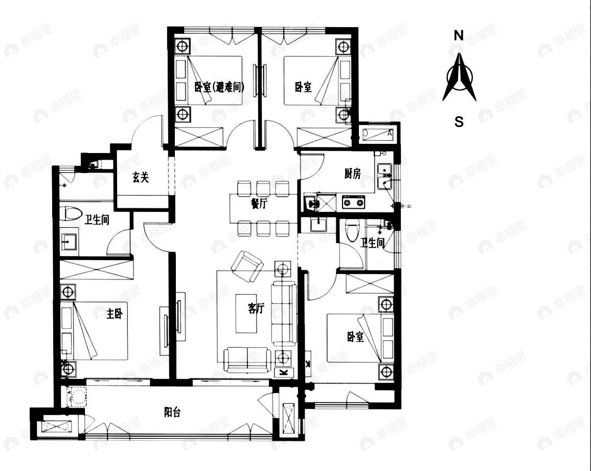 兰州蘭园4室2厅2卫户型图