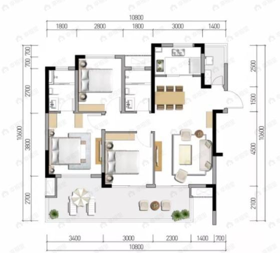 梦享春山可望3室2厅2卫户型图