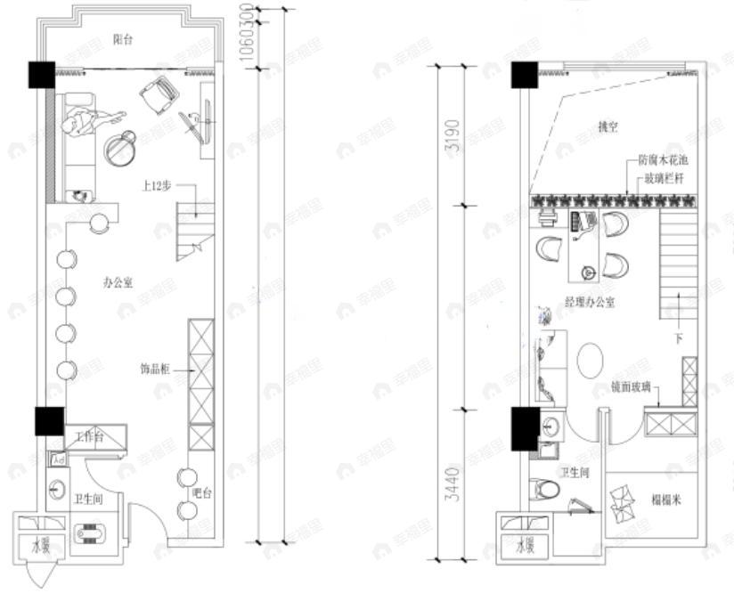 2室2厅2卫建面62平南户型图
