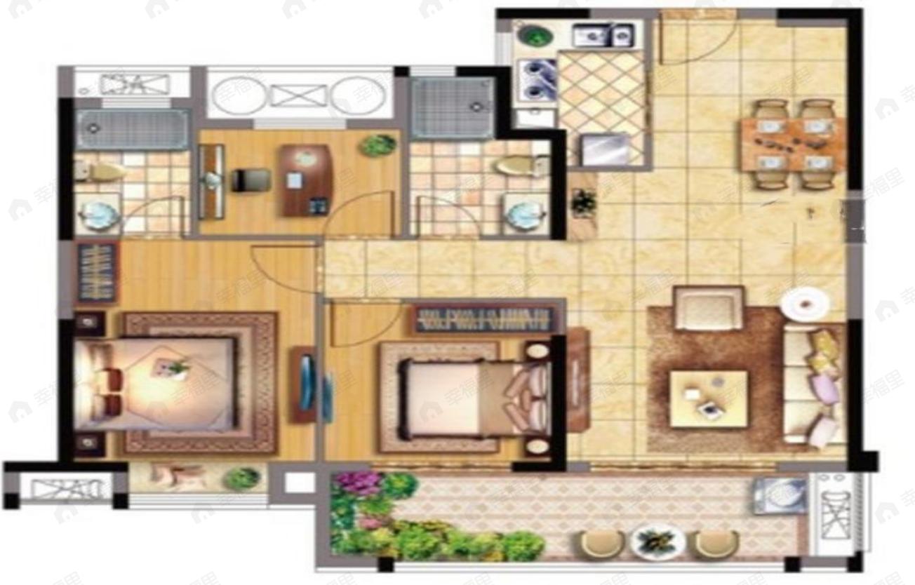 天俊华府3室2厅2卫户型图