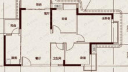 3室2厅1卫建面89m²北户型图