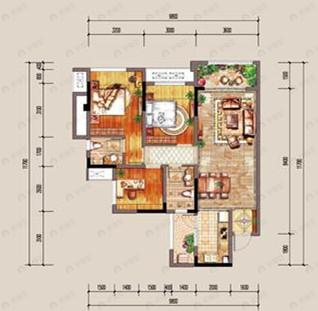 朗基八俊里2室2厅2卫户型图