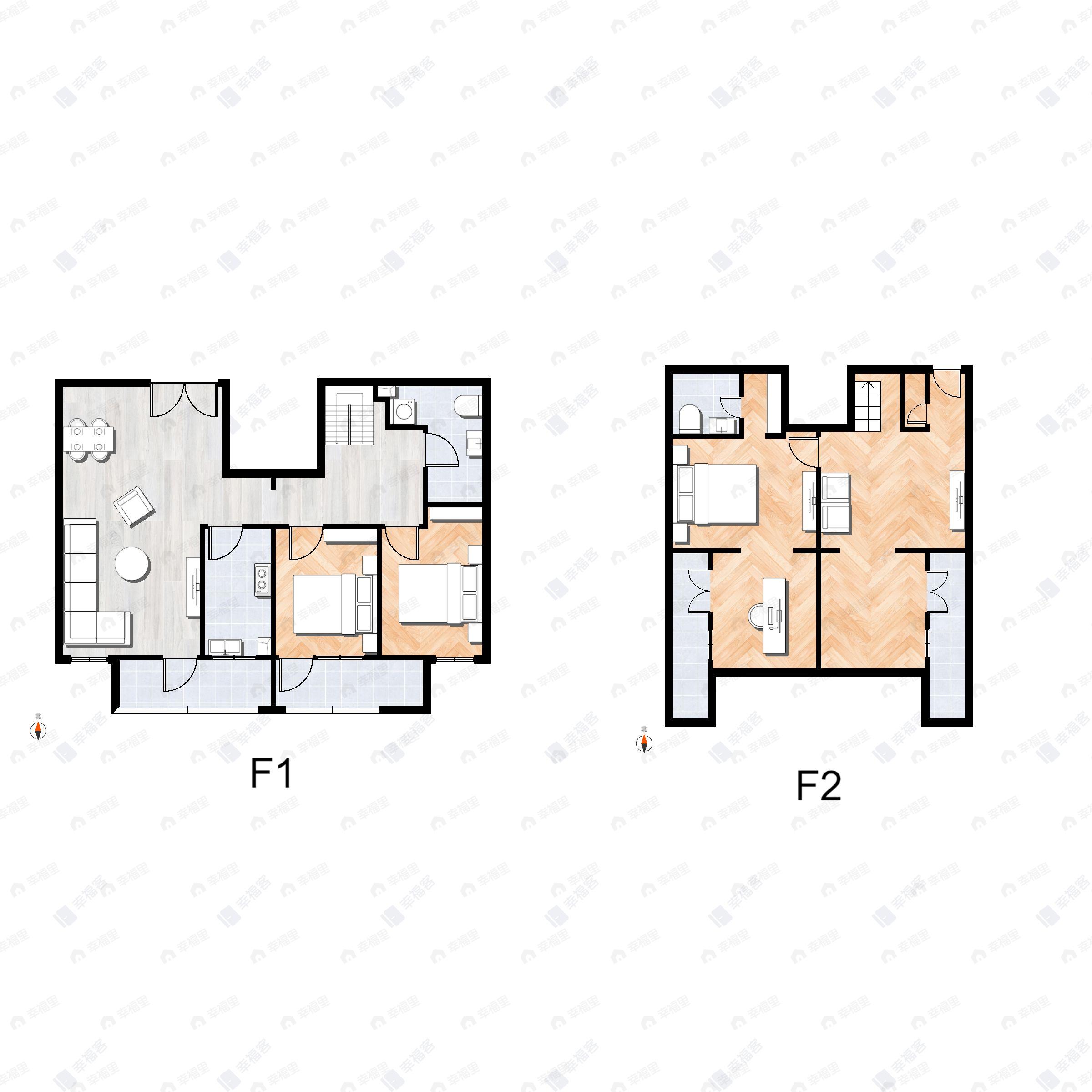 3室3厅2卫建面227平北|南户型图