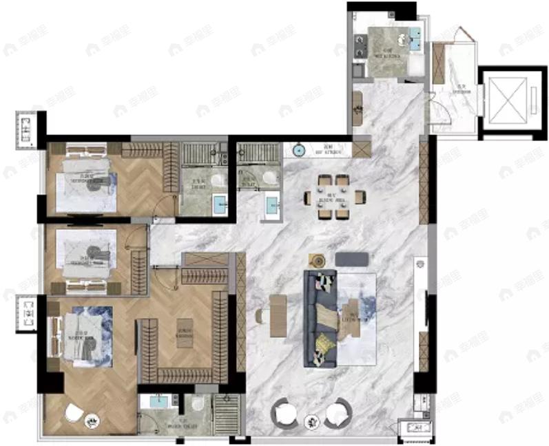 赛格曲江中京坊3室2厅3卫户型图