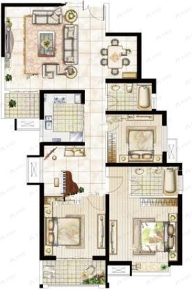 3室3厅2卫建面139平南户型图