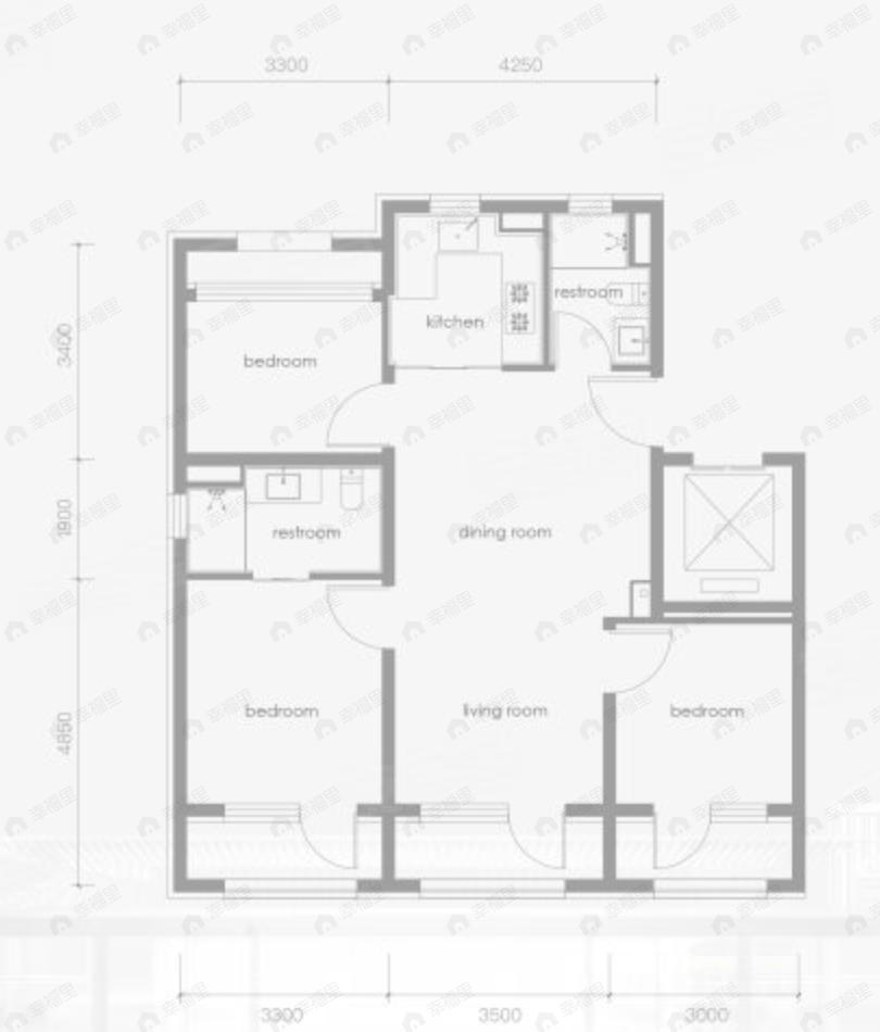 中海和瑞叁號院3室2厅2卫户型图