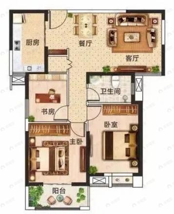 城投秀水青城3室2厅1卫户型图